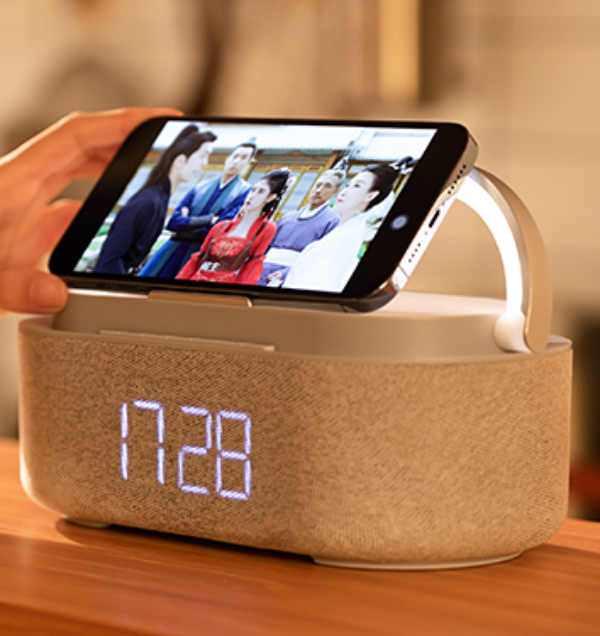 Multi-Function Alarm Clock, Bluetooth  Speaker, Wireless Charger and Light Combo