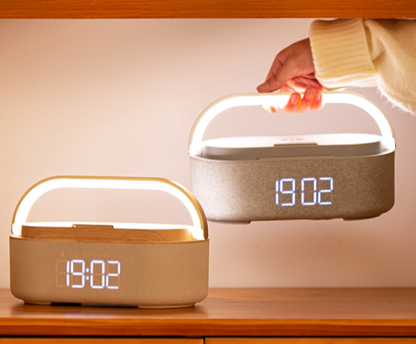 Multi-Function Alarm Clock, Bluetooth Speaker, Wireless Charger and Light Combo